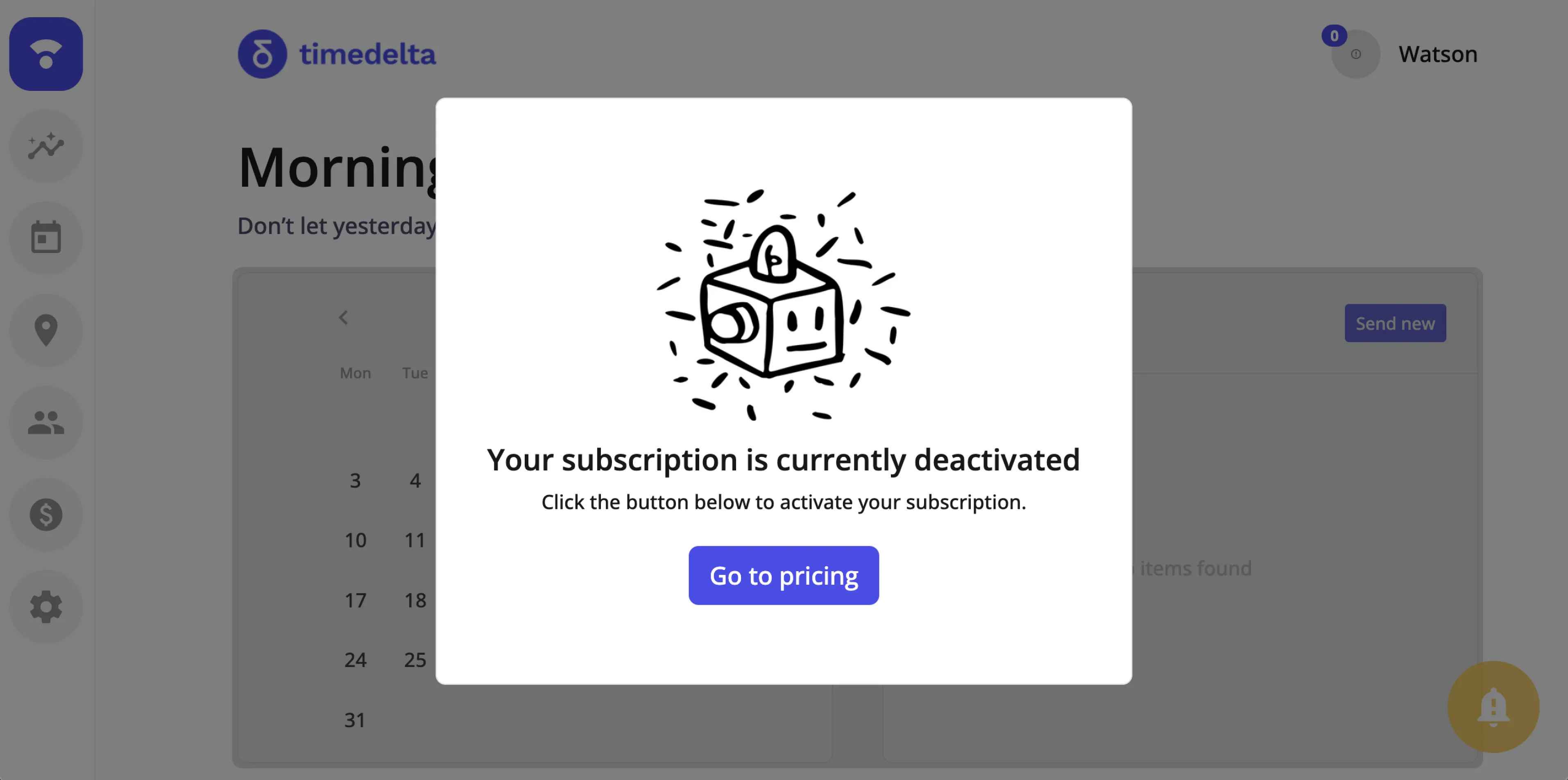 No subscription message