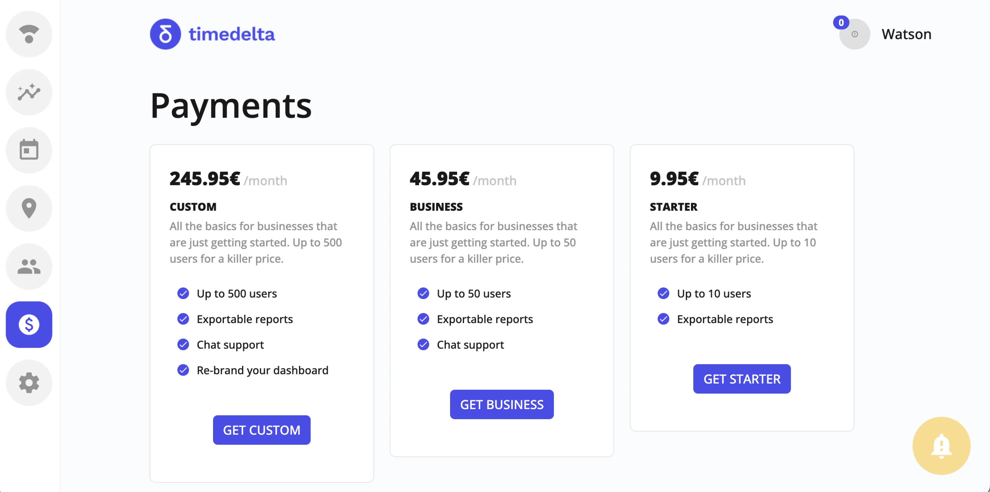 Pricing page